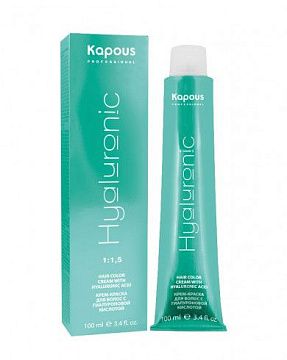 Краска для волос Kapous Hyaluronic HY 7.44, блондин интенсивный медный, 100мл