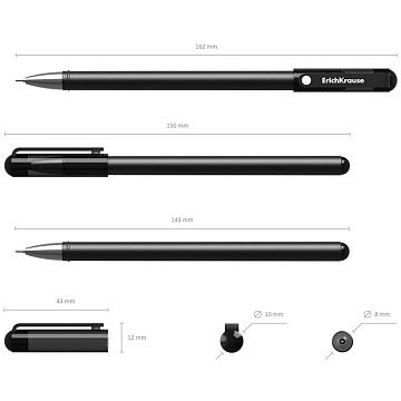 Ручка гелевая Erich Krause G-Soft черная, 0.25мм, черный корпус