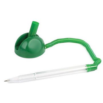 Ручка шариковая настольная Brauberg Стенд-пен синяя, 0.5мм, зеленый корпус