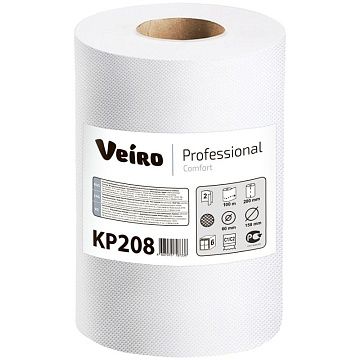Бумажные полотенца Veiro Professional Comfort KP208, в рулоне с центральной вытяжкой, 100м, 2 слоя,