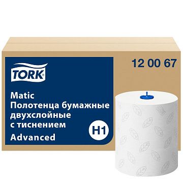 Бумажные полотенца Tork Advanced H1, 120067, в рулоне, 150м, 2 слоя, белые