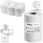 Бумажные полотенца Veiro Professional Basic K101, в рулоне, 180м, 1 слой, белые, 6 рулонов