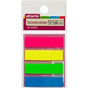 Клейкие закладки пластиковые Attache 4 цвета, 12х45 мм, 100 листов