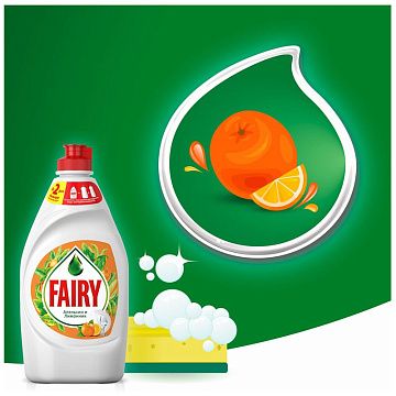 Средство для мытья посуды Fairy 900мл, апельсин и лимонник