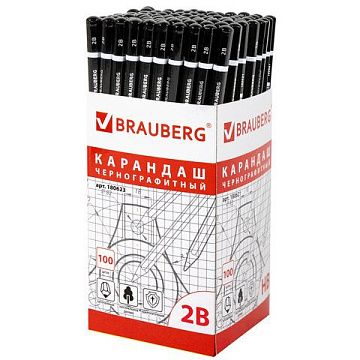 Карандаш чернографитный Brauberg Touch line 2В, заточенный