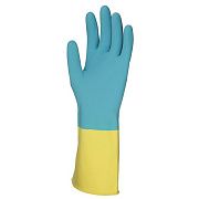 Перчатки латексные Household Gloves Bi-color р.L, сине-желтые