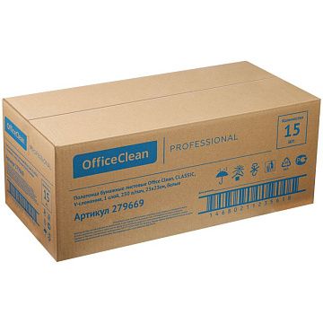 Бумажные полотенца Officeclean Professional листовые, белые, V укладка, 250шт, 1 слой