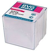 Блок для записей непроклеенный Bvg Premium белый, 90х90х90мм, в прозрачном боксе