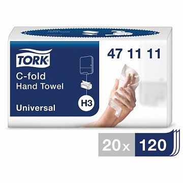 Бумажные полотенца Tork Universal H3, 471111, листовые, белые, C укладка, 120шт, 2 слоя