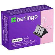 Зажимы для бумаг Berlingo 41мм, черные, 12 шт/уп