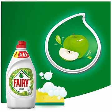 Средство для мытья посуды Fairy 900мл, зеленое яблоко, гель