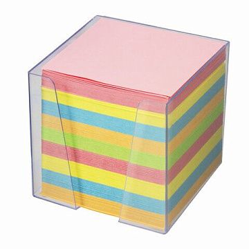 Блок для записей в подставке Brauberg цветной в прозрачном боксе, 90х90мм